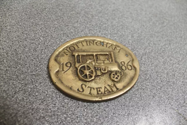 Solid Brass Steam / Vintage rally plaque Nottingham Steam 1986