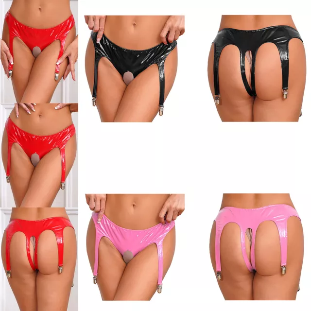 Womens Briefs Soft Underwear Breathable Thong Patent Leather Clubwear Sexy 2