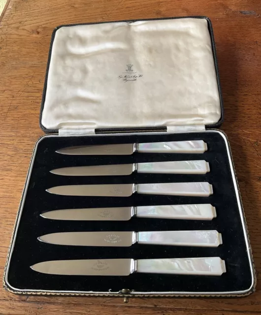 6 Antique Art Deco Style James Dixon Mother Of Pearl Handles Sandwich Tea Knives