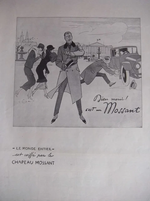 Publicité De Presse 1925 Le Monde Entier Est Coiffé Par Le Chapeau Mossant