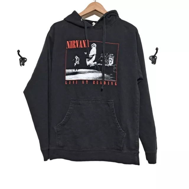 NIRVANA HOODIE MEN Medium Live At Reading Smiley Face Red Pullover ...