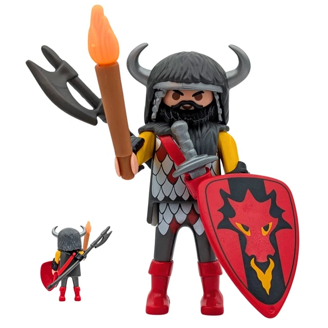 PLAYMOBIL FIGURINE CHEVALIER dragon rouge avec armes pour château
