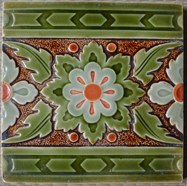 Germany - Villeroy & Boch - Antique Art Nouveau Majolica Tile C1900