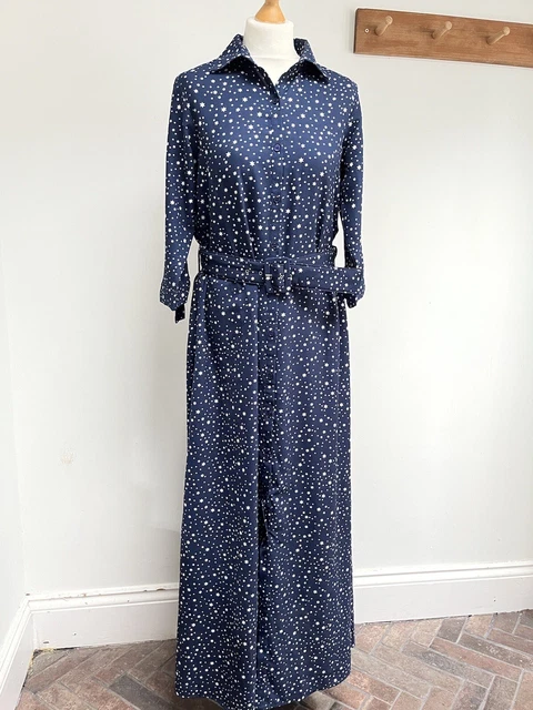 DANCING LEOPARD DOVE Maxi Dress Size 12 Navy Blue Star Print