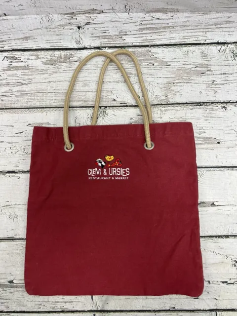 VTG Clem & Ursies Restaurant & Market Embroidered Canvas Travel Tote Carry Bag