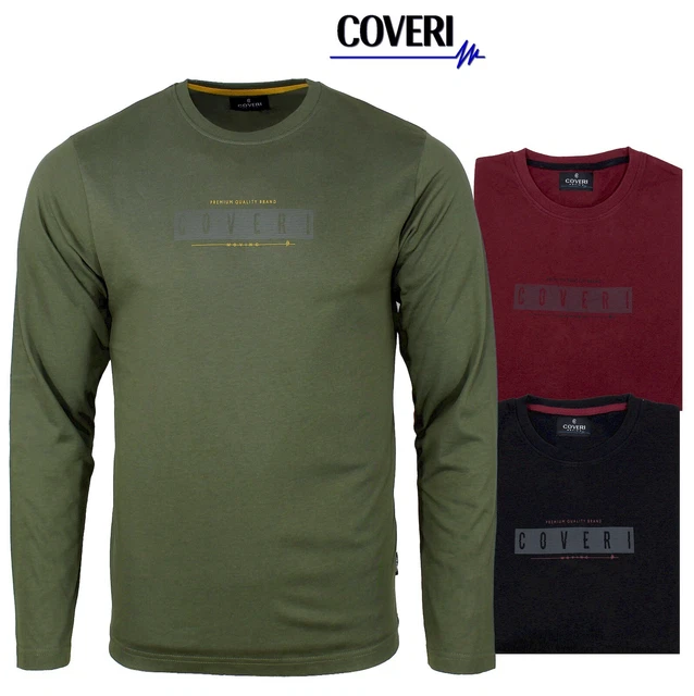 T Shirt manica lunga uomo COVERI MOVING 100% caldo cotone jersey M L XL XXL 3XL