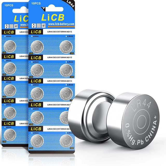 LiCB 20 PCS LR44 AG13 357 303 SR44 A76 Battery 1.5V Button Coin Cell Batteries
