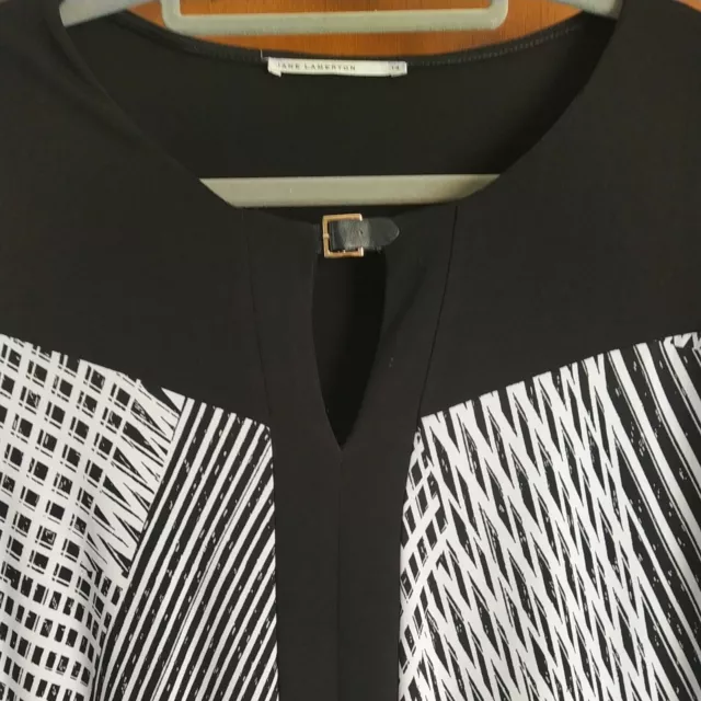 Jane Lamerton Black White Shift Dress. Size 14.