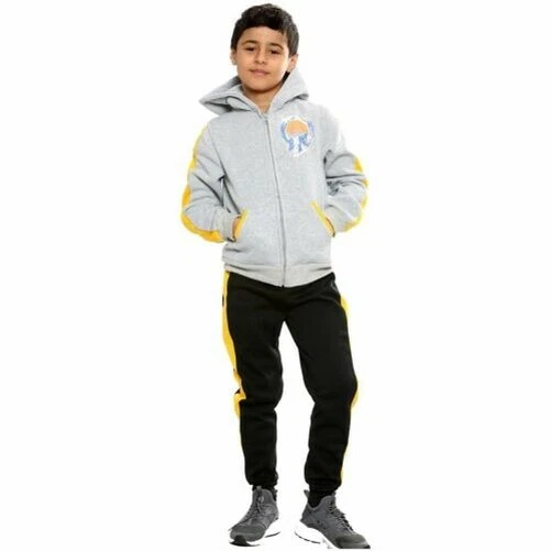 Bambini Ragazzi 2 Pezzi Tuta Basket Felpa con Cappuccio Pantaloni Nero Felpa Set