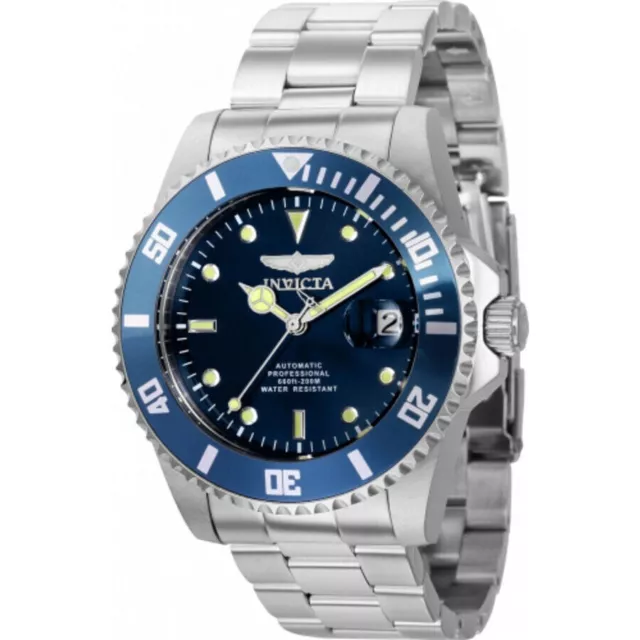 Invicta Pro Diver Blue Dial Silver Tone Automatic/mech, Men's 200m Watch-36972