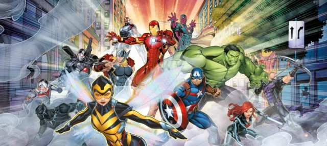 202x90cm Wall mural wallpaper Avengers children's bedroom Marvel panoramic decor