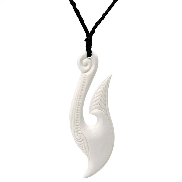 Collier Double Torsion Tribal Maori En Os — Sculpture Main, Blanc, Neuf Avec étiquettes, Marque 81stgeneration