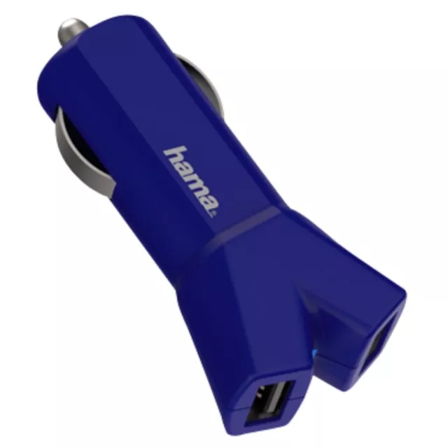 Hama Dual Auto KFZ USB Ladegerät 3,4A Lade-Adapter für Handy iPhone Navi Blau