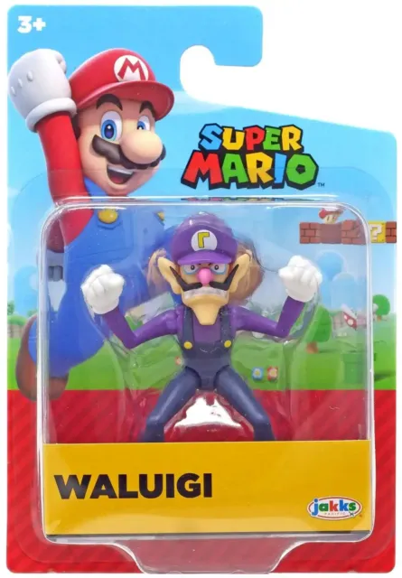 JAKKS WORLD OF Nintendo Super Mario Waluigi 2.5" Toy Figure Collectible