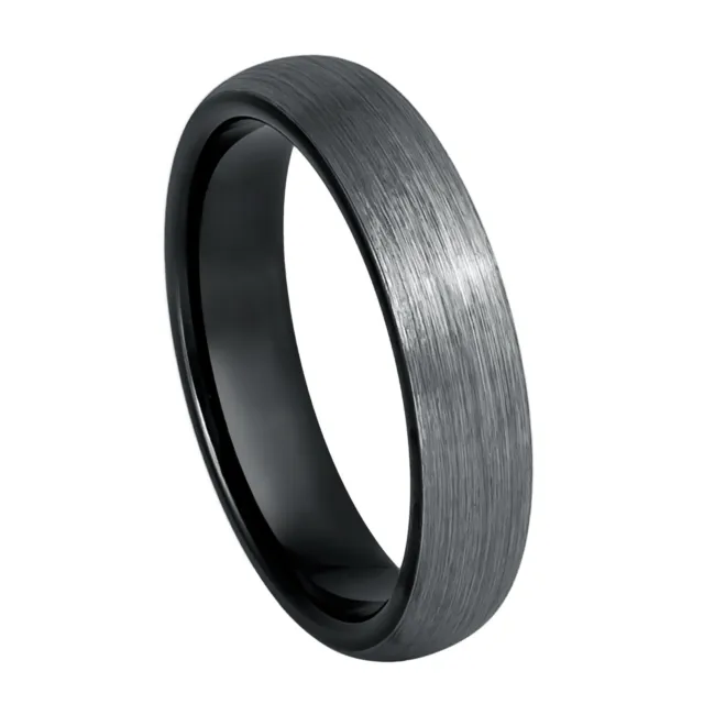 Dome Black and Gunmetal IP 4mm Women's Brushed Wedding Band