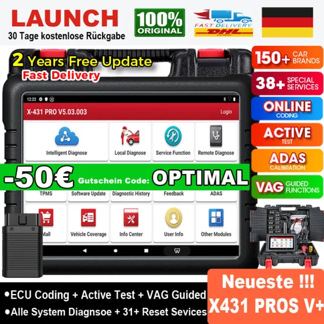 2024 LAUNCH X431 PROS V+ Pro5 KFZ OBD2 Diagnosegerät Auto Scanner ECU Key Coding