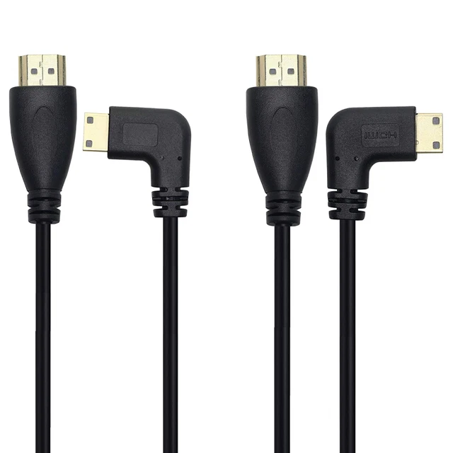 Lot de 2 câbles mini HDMI vers mâle 90 degrés gauche et droite vers...