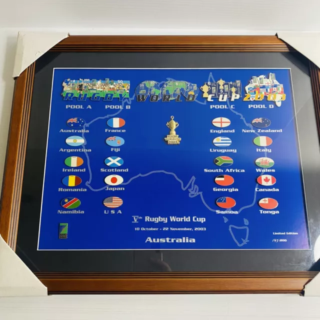 Rugby World Cup 2003 Australia -Framed Badges Wall LIMITED EDITION of 200 - NEW 2