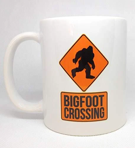 Bigfoot Crossing Sign Ceramic Coffee Mug | Sasquatch Coffee Cup | 11-Ounce Mu...