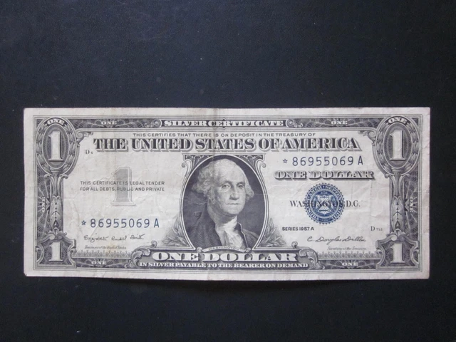 1957-A *STAR* $1 One Dollar Silver Certificate  Blue Seal Replacement Banknote