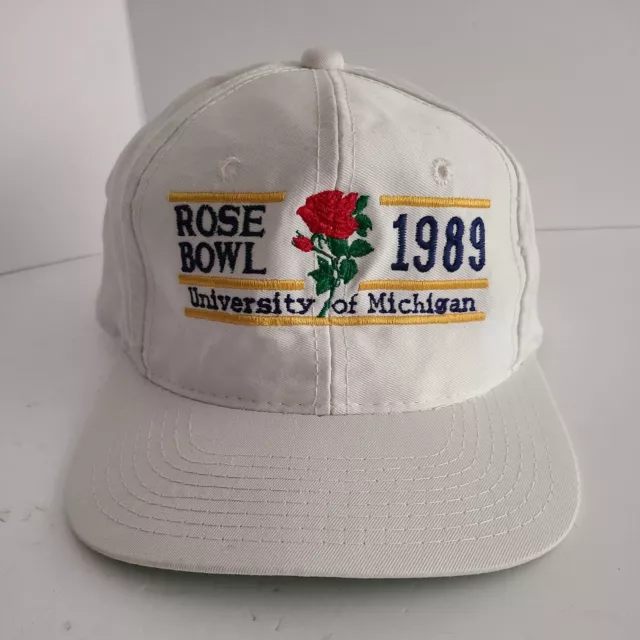 Vintage 1989 75th Rose Bowl University Of Michigan Wolverines Snapback Cap Hat