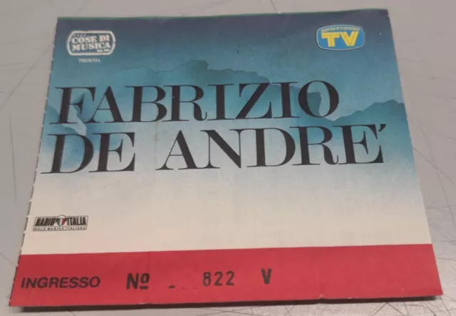 Ticket/Biglietto Fabrizio De André Tour Le Nuvole 20/02/1991 Milano