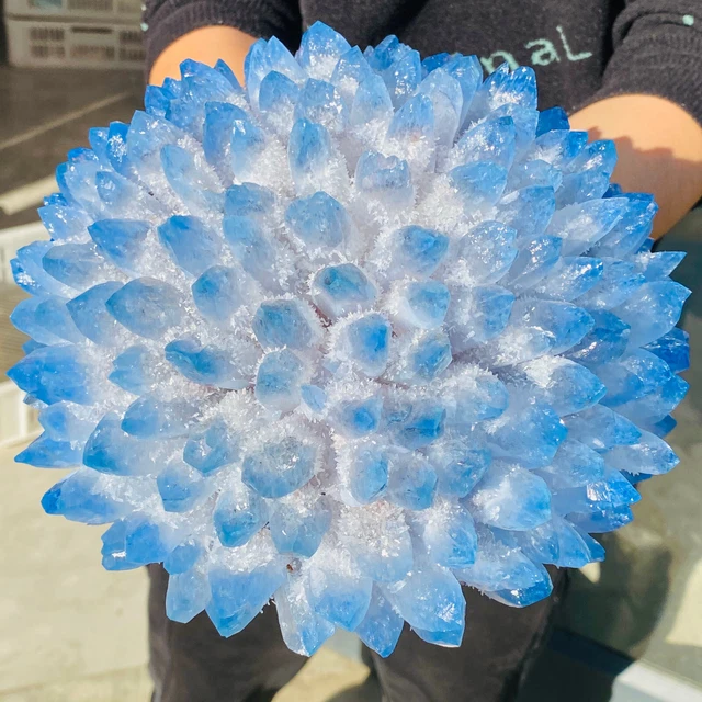 9.72LB New Find Blue Phantom Quartz Crystal Cluster Mineral Specimen Healing.