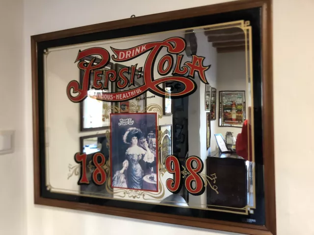 specchio pubblicitario vintage PEPSI COLA 85x65cm originale