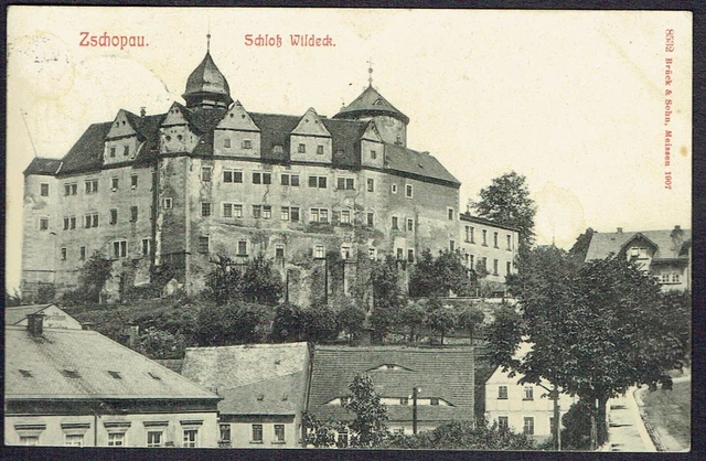 Zschopau, Ansichtskarte Schloß Wildeck, gebraucht 1912