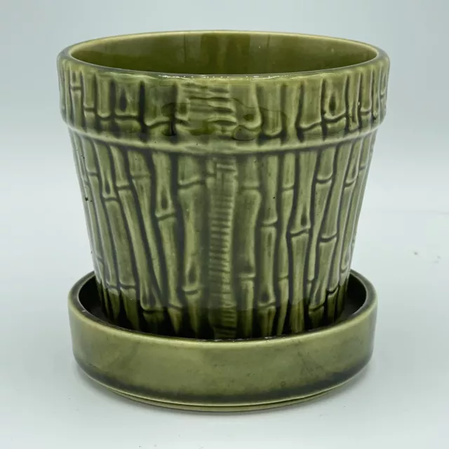 Vintage Majolica Pottery Ceramic Planter Bamboo Bonsai Made In Japan