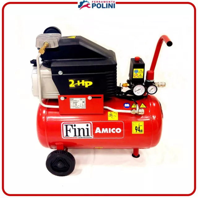 COMPRESSORE ARIA FINI AMICO 25/2400 NEW  Lt.25  HP2 BAR 8 ORIGINALE FINI