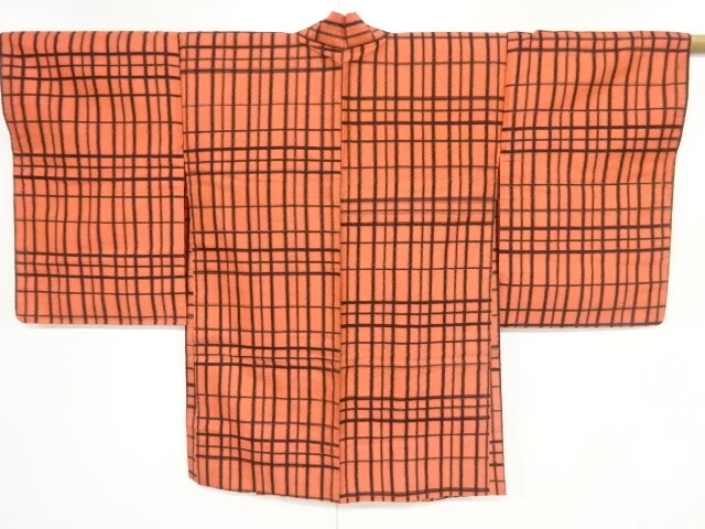 82947# Japanese Kimono / Antique Haori / Woven Grid