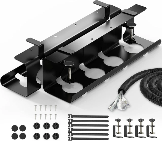 Organizzatore Cavi Sotto Scrivania Lannvan - Set 2 Canalette, No Fori, Griglia Aperta, Bianco - Foto 2
