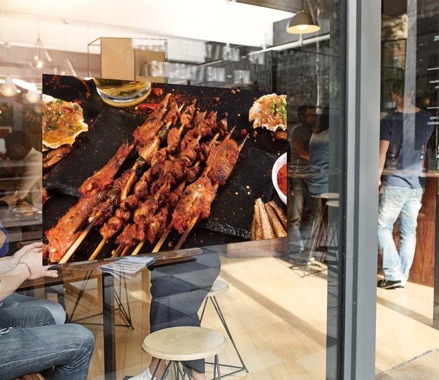 Kebab Window 3D GRILL KEBAB Shop BBQ O1660 Window Stickers Vinyl Wallpaper Wall ...