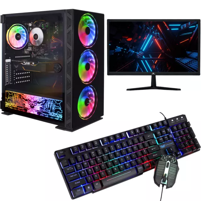 Gaming PC Bundle 22" Core i5 256GB SSD + 500GB 16GB RAM GT710 2GB Windows 10 2