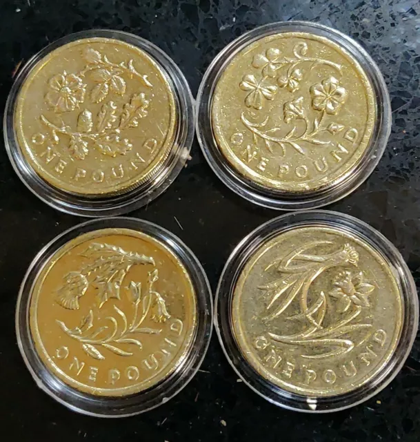 Floral emblems represent the United Kingdom 2013/14 Circulated 4 Coins