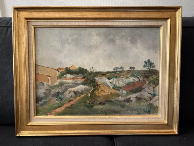 ancien cadre tableau peinture  huile sur toile hst provence provençale corse ?