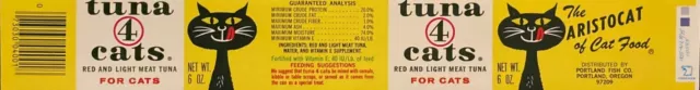1980s "tuna 4 cats" The ARISTOCAT of Cat Food Can Label. Black Cat on this label