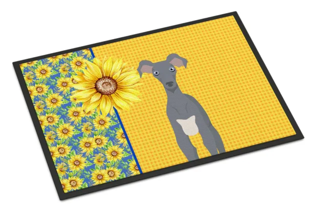 Summer Sunflowers Gray Italian Greyhound Indoor Outdoor Mat 18x27 WDK5430MAT
