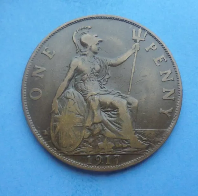 1917 Penny, George V., as shown.