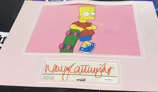 Nancy Cartwright Bart Simpson Signed CUT Autograph Matted AUTO JSA Sticker COA