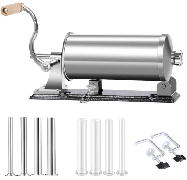 Sausage Stuffer - Stainless Steel Homemade Manual Sausage Maker 6lbs Horizontal