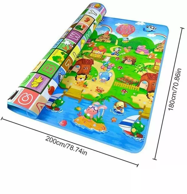 2 Seiten Kinder Kriechen Pädagogisches Spielmatte Weicher Schaum Picknickteppich 200X180Cm 2