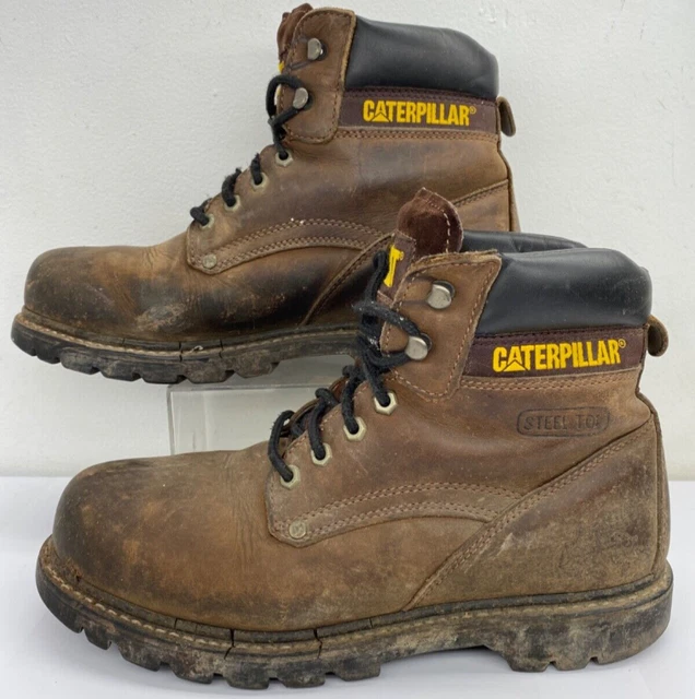MEN'S CATERPILLAR 6” Steel Toe Work Boots Size 10 CAT USED ASTM F2413