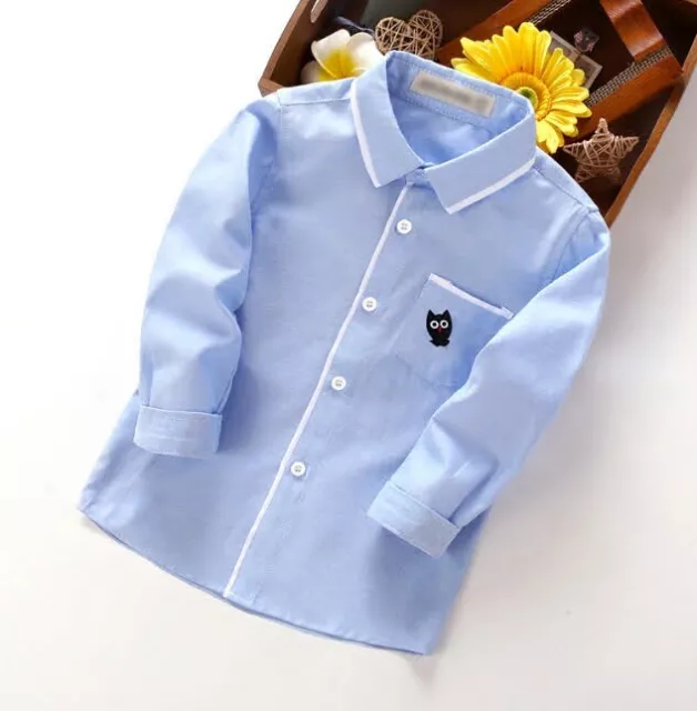 New Kids Child Spring/Fall Solid Tops Boys Casual Cotton Long sleeve Shirts gift