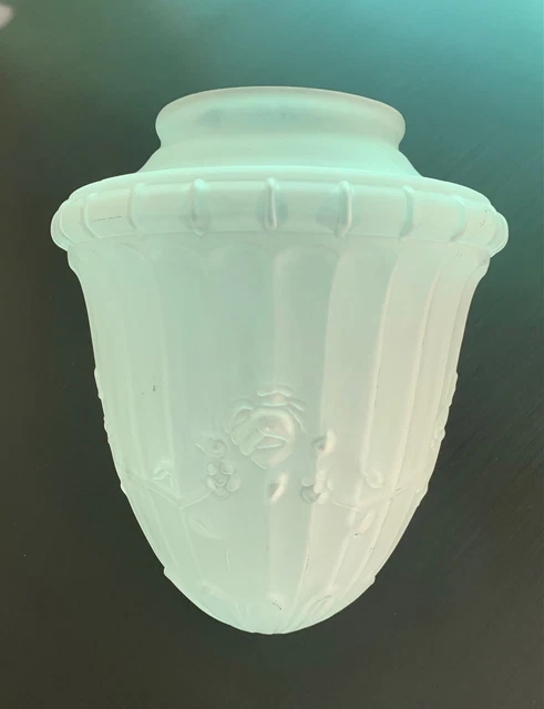 Antique Vintage Frosted Glass Acorn Floral Light Lamp Globe Shade Victorian Old