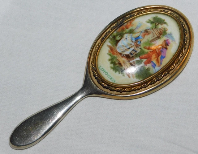 Étui à Rouge à Lèvres Vintage Mirlip - Médaillon Porcelaine Limoges Avec Miroir - France
