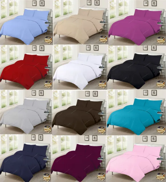 100% Egyptian Cotton Duvet Cover Bedding Set Quilt Covers Single Double King