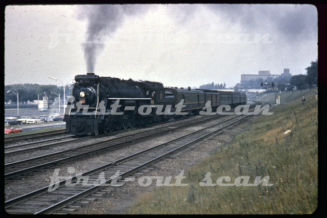 D DUPLICATE SLIDE - Canadian National CN 6214 STEAM Passenger Action 1950s