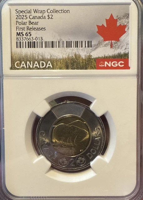 2022 $2 CANADA Polar Bear - Blackened Outer Ring ~ NGC MS65